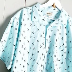 HAGGAR CLOTHING Portafino Printed Button Down Shirt Martini Stamp XXL